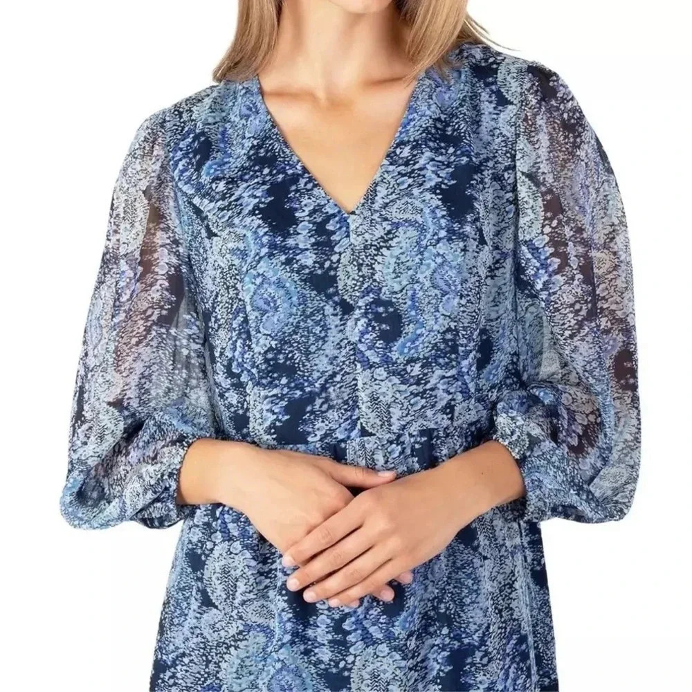 Joie “Limited Edition” Lightweight Chiffon Tiered Maxi Dress Parisian Paisley M - Picture 4 of 6